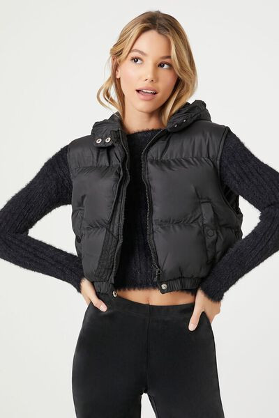 Cropped Hooded Puffer Vest | Forever 21