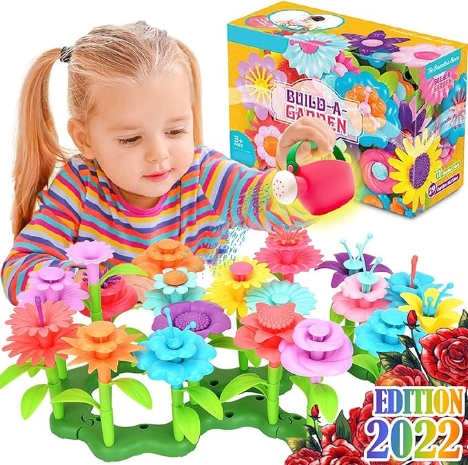 FunzBo Flower Garden Building Toys for Girls - STEM Toy Gardening Pretend Gift for Kids - Stackin... | Amazon (US)