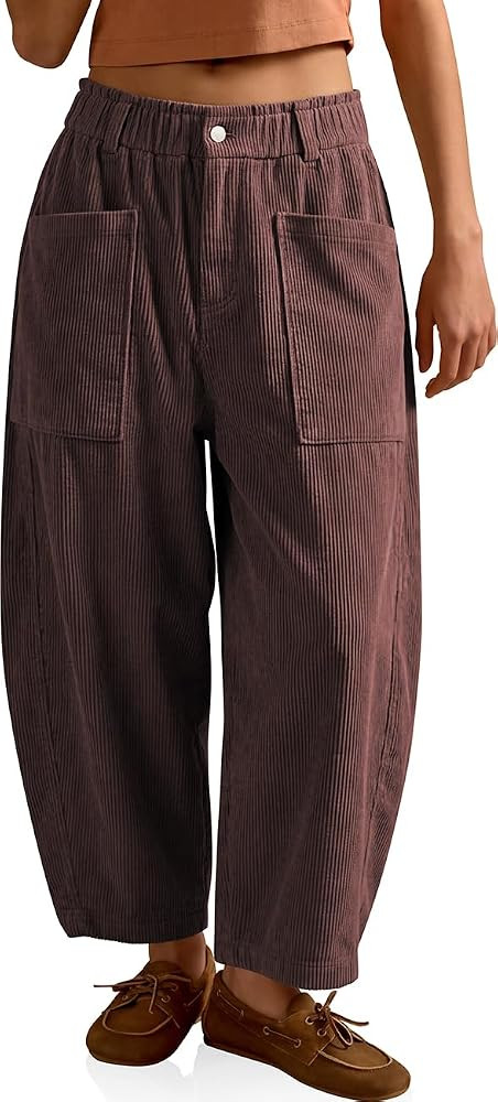 TARSE Womens Corduroy Barrel Pants | Amazon (US)