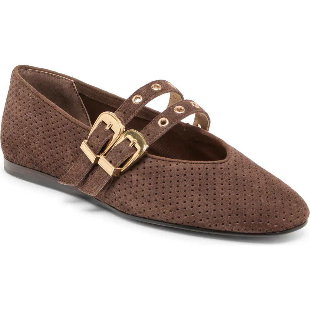 Dolce Vita Baylee Grommet Mary Jane Flat in Dark Brown Perforated at Nordstrom, Size 8.5 | Nordstrom
