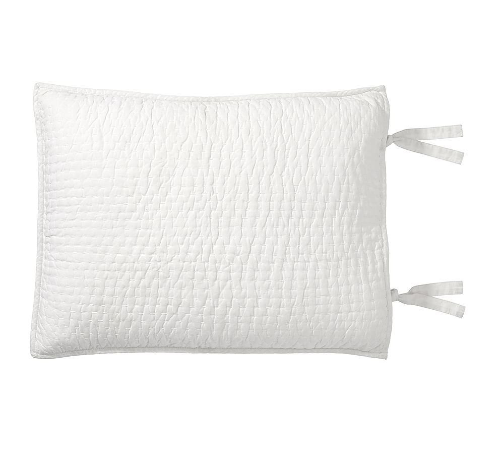 White Pick-Stitch Handcrafted Cotton/Linen Sham, Standard | Pottery Barn (US)