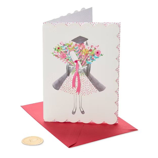 Graduation Greeting Card Girl with Diploma Flowers - PAPYRUS | Target