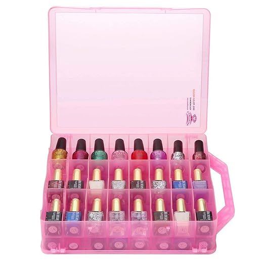 Makartt Travel Gel Nail Polish Holder Pink See-Through Polish Case Double Sides for 48 Bottles Ad... | Amazon (US)