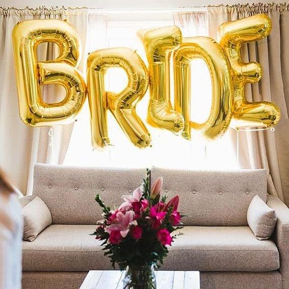 BRIDE Gold Balloons - 40" Giant Gold Balloons - Bridal Shower Balloons | Etsy (US)