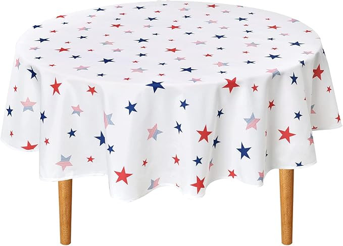 DWCN 60 Inch Independence Day Patriotic Round Tablecloth - Waterproof Spillproof Stain Resistant ... | Amazon (US)