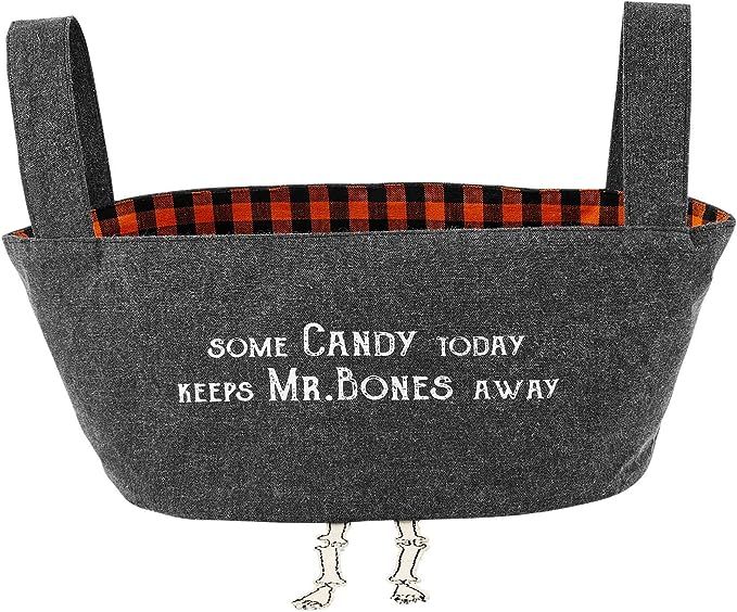 Mud Pie Halloween Dangle Leg Candy Bucket, 6" x 14" x 10", Black | Amazon (US)