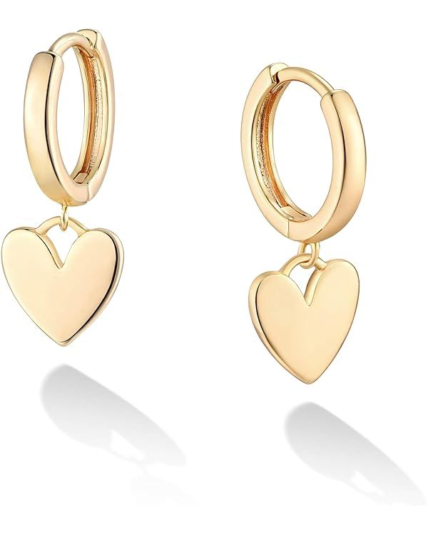Gold Dainty Dangle Hoop Earrings for Women Small Huggie Hoop with Cubic Zirconia Cute Star Heart ... | Amazon (US)