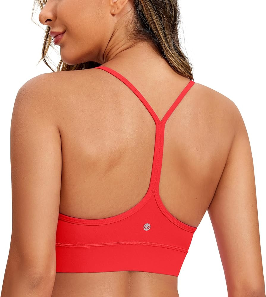 CRZ YOGA Butterluxe Womens Y-Back Racerback Sports Bra - Spaghetti Straps Wireless Scoop Neck Ath... | Amazon (US)