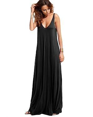 Verdusa Women's Casual Sleeveless Deep V Neck Summer Beach Maxi Long Dress | Amazon (US)