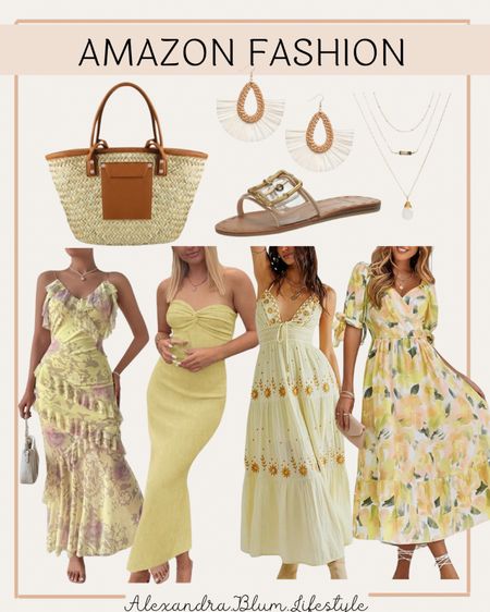 Yellow maxi dresses from Amazon! Yellow dresses from Amazon!church dress! White dress! Spring outfits! Amazon fashion! Graduation dress! Amazon dresses! Spring wedding guest dresses! Perfect dresses for date night outfits! dresses! Date night dresses! Summer dresses! Vacation dresses! Summer trends! Summer outfit! Spring outfit! Vacation outfit

Straw tote bag purse, clear sandals, white fringe summer earrings, and layered boho necklace 

#LTKSeasonal #LTKfindsunder100 #LTKitbag