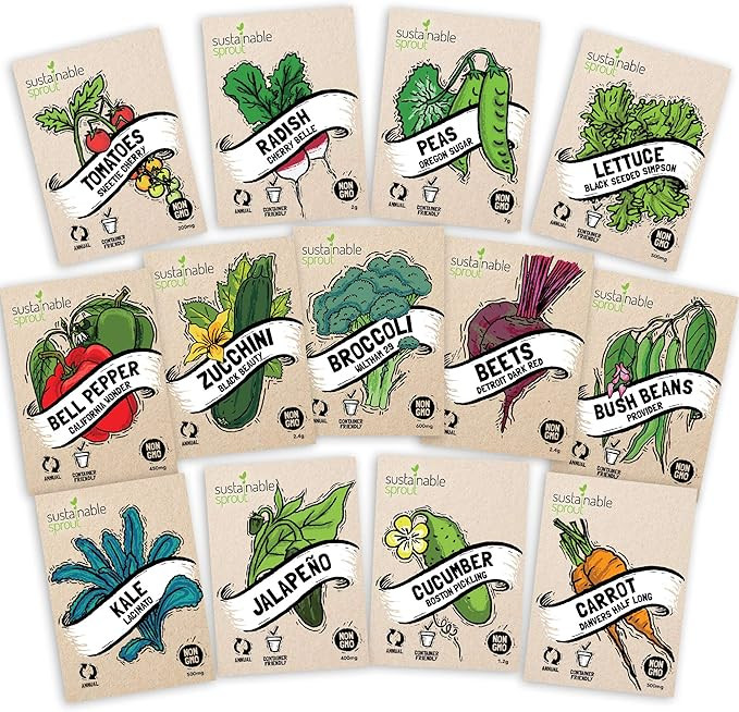 Vegetable Seeds for Planting Home Garden - 13 Variety Seed Packets - Heirloom Vegetables - Bell P... | Amazon (US)