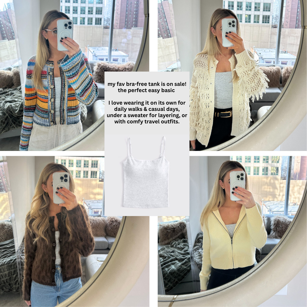 my fav bra-free tank is on sale 🤍 the perfect easy basic — i love wearing it on its own for walks + casual days, under a sweater for layering, or with comfy travel outfits.



ootd style fashion, basics, basic tee, built in bra tank, Abercrombie sale, everyday essentials, Chicago fashion, Chicago daily outfit, layering pieces, sweater and jeans, work from home, travel lounge

#LTKdayinmylife #LTKootd #LTKSaleAlert