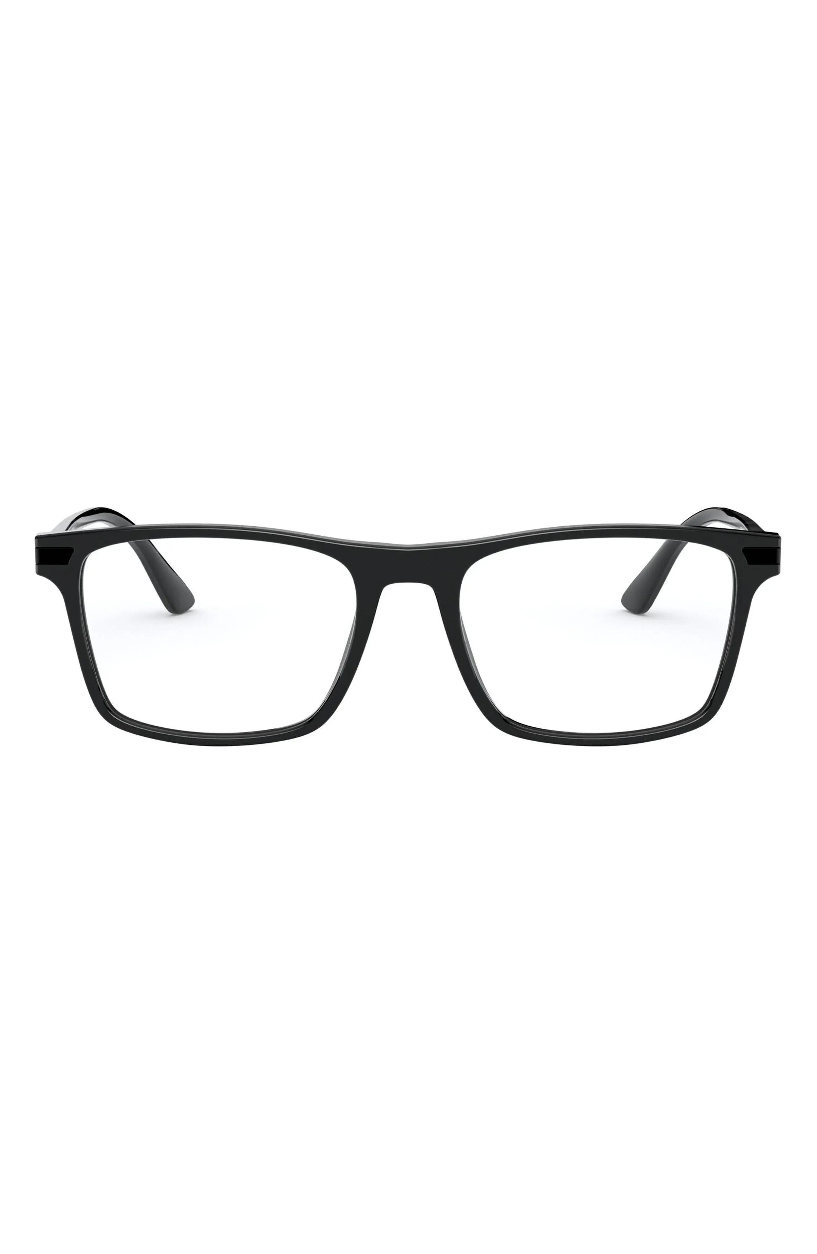 Prada 54mm Rectangular Optical Glasses in Black at Nordstrom | Nordstrom