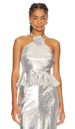Suki Top in Silver Sequin | Revolve Clothing (Global)