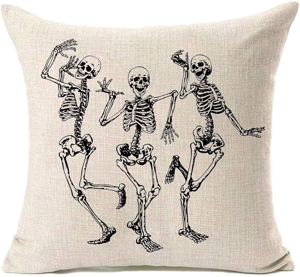 MFGNEH Halloween Skull Pillow Covers, Home Decor Cotton Linen Sofa Throw Pillow Case Cushion Cover 1 | Amazon (US)