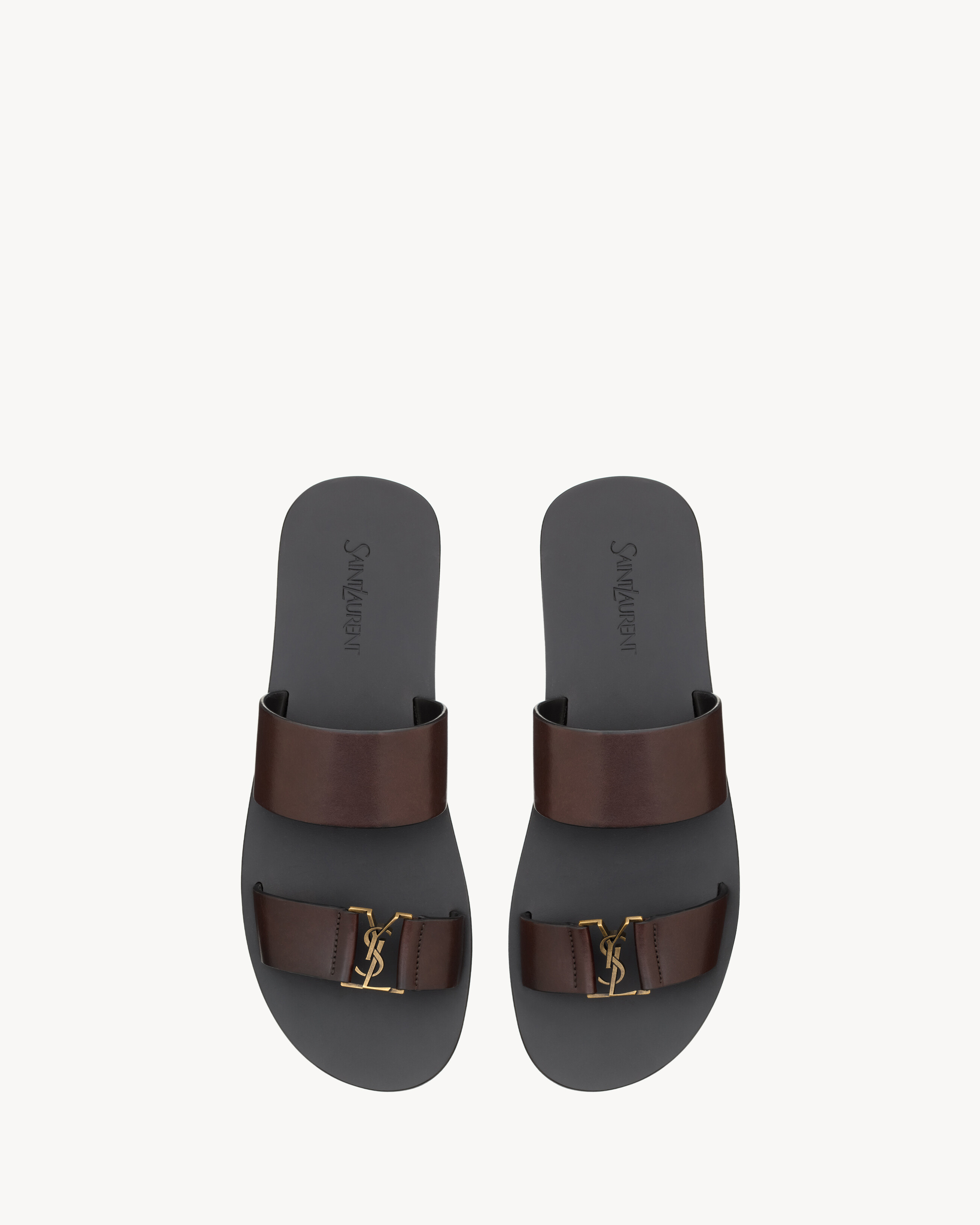 BABYLONE slides in smooth leather in Brown | Saint Laurent | YSL EN-GB | Saint Laurent Inc. (Global)