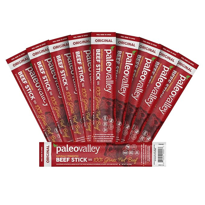 Paleovalley 100% Grass Fed Original Beef Sticks - Delicious Gluten Free Beef Snack - High Protein... | Amazon (US)