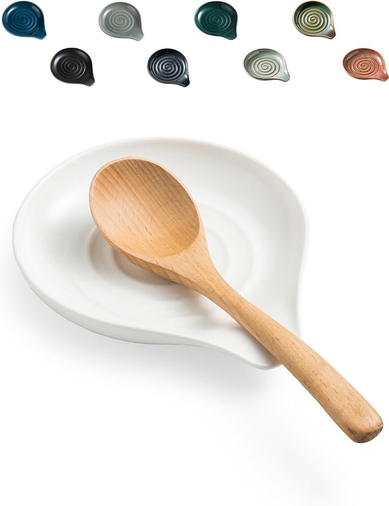 LAUCHUH Spoon Rest for Kitchen Countertop Porcelain Spoon Holder for Stove Top Large Holder for S... | Amazon (US)