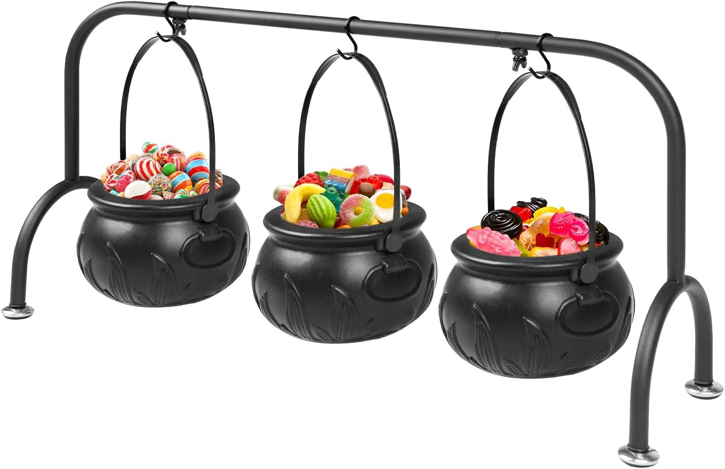 Kendane Halloween Decorations Indoor,Set of 3 Witches Cauldron Candy Serving Bowls on Rack,Halloween Party Decorations,Black Plastic Candy Cauldron for Table Decor. | Amazon (US)