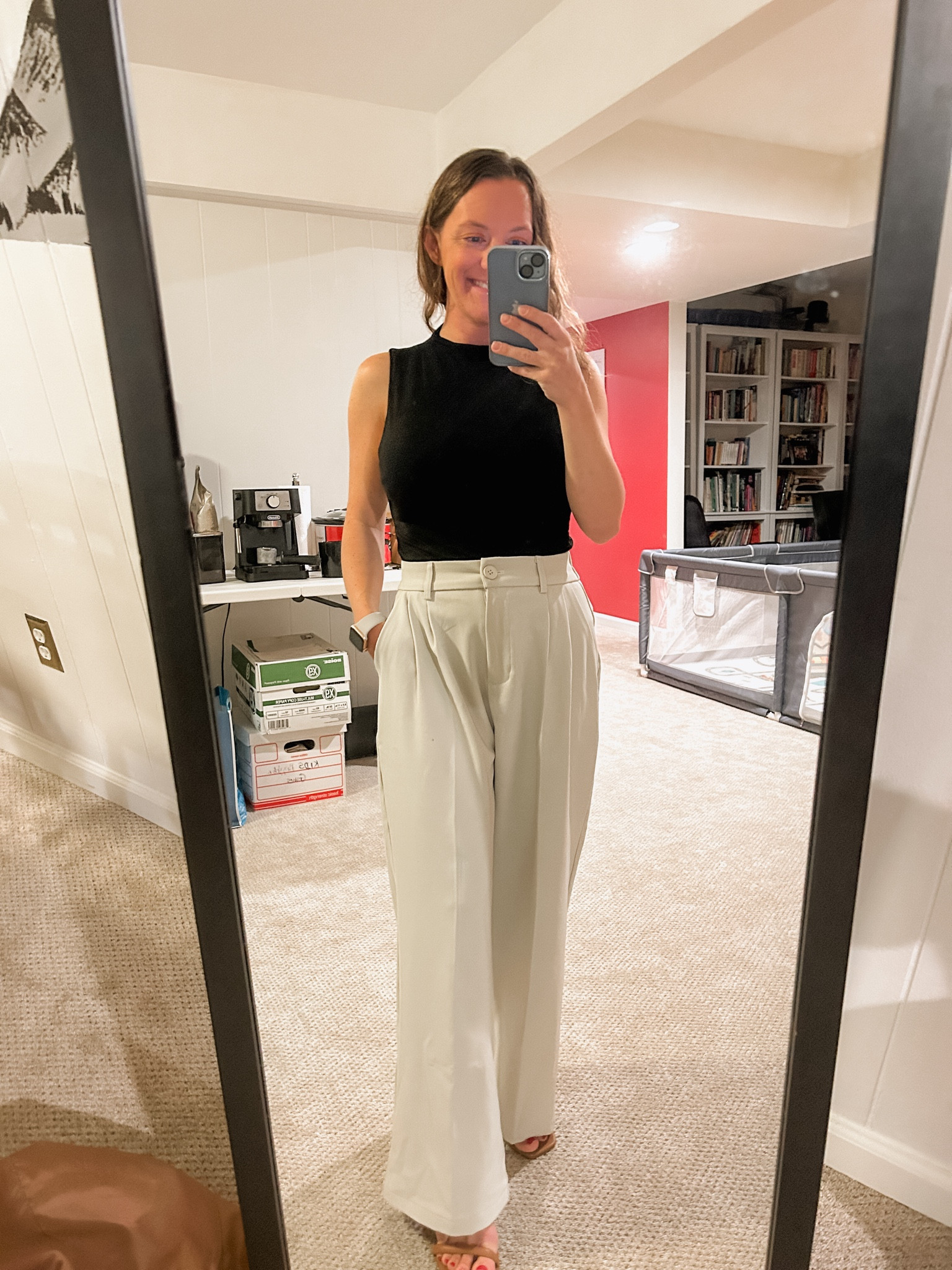 Business casual work outfit or teacher outfit that’s perfect for capsule wardrobe with wide leg trousers and a fitted sleeveless tank 

#LTKworkwear #LTKstyletip