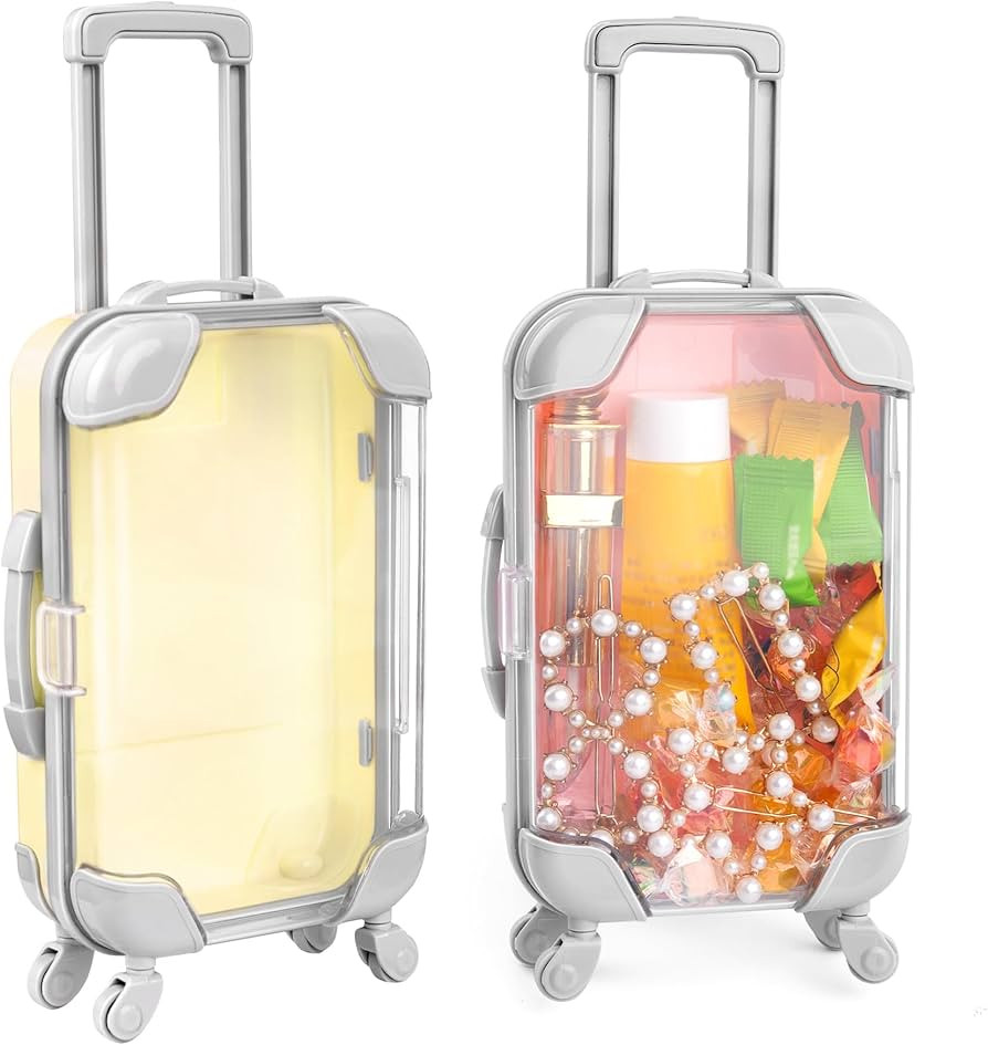 AUEAR, 2 Pack Mini Empty Luggage Storage Box Clear Suitcase Packaging Case | Amazon (US)