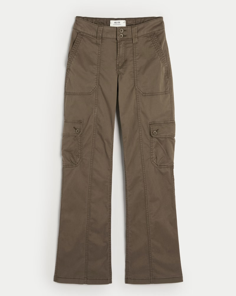 Mid-Rise Relaxed Cargo Boot Pants | Hollister (US)