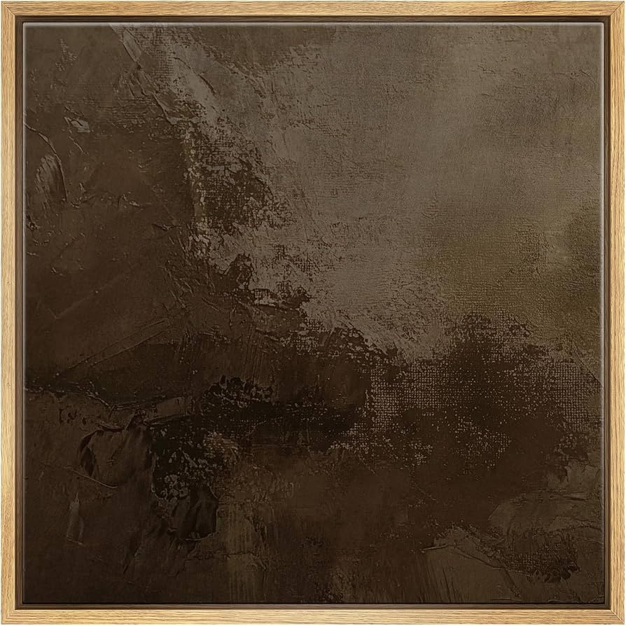 SIGNFORD Framed Canvas Print Wall Art Textured Brown Abstract Rustic Brushstroke Illustrations Ru... | Amazon (US)