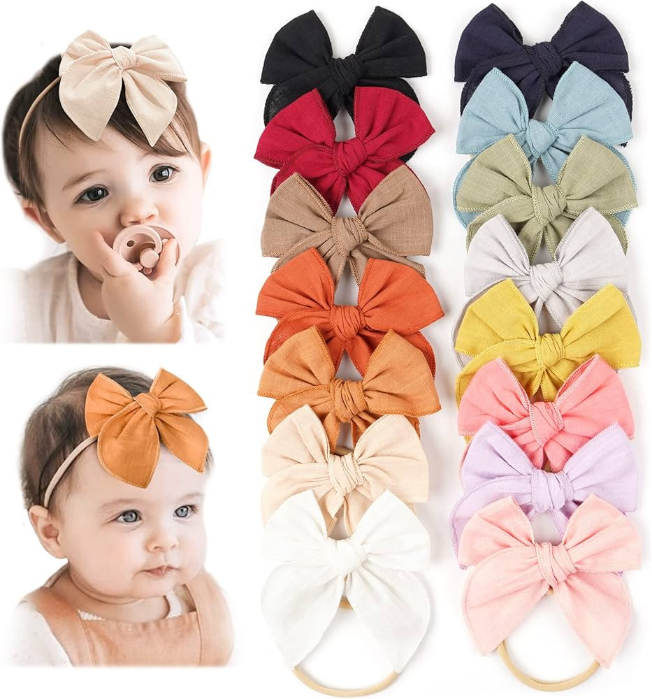 Niceye Baby Girl Bows and Headbands, Stretchy Nylon Hairbands Hair Bows for Newborns, Infants, To... | Amazon (US)
