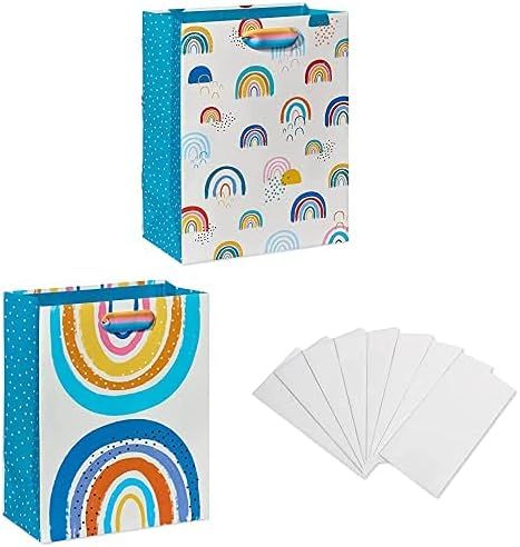 Papyrus Large and Medium Gift Bags with White Tissue Paper, Rainbow (2 Bags, 8-Sheets) | Amazon (US)
