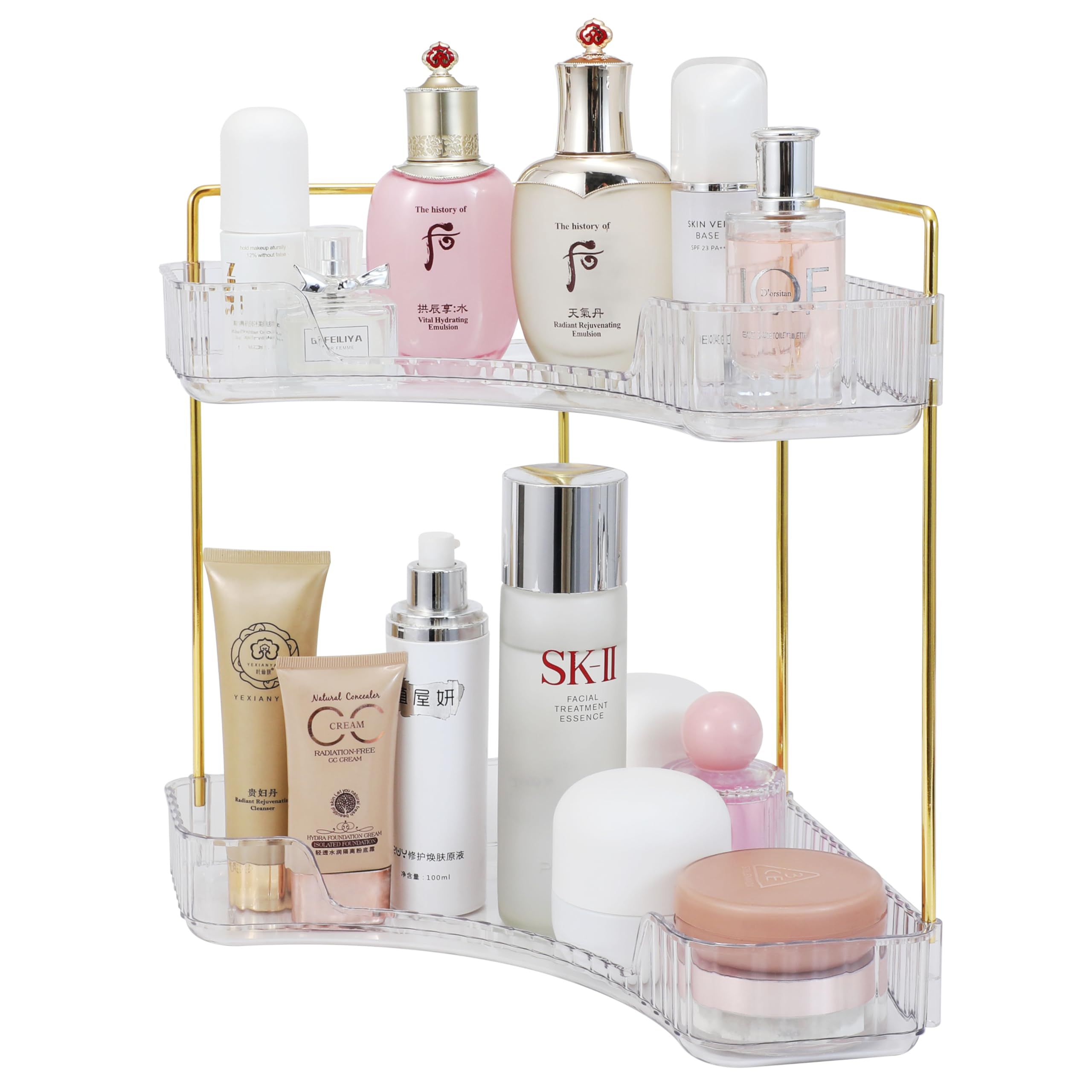 Corner Bathroom Counter Organizer Countertop Shelf Makeup Organizer Perfume Tray and Vanity Organ... | Amazon (US)