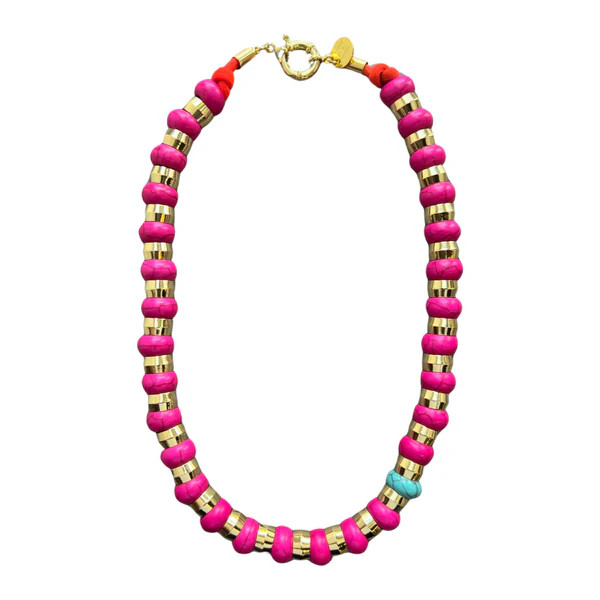 Semi-Precious Necklace Hot Pink Amazonite and Turquoise | HOLST + LEE