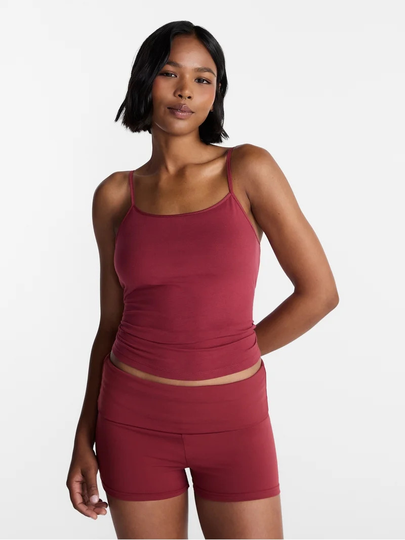 No Boundaries Cropped Cami Top with Shelf Bra, Women's XXS-XXL | Walmart (US)