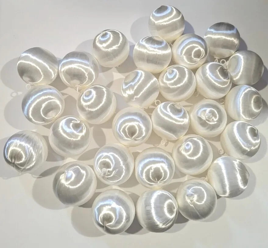 Vintage White Satin Sheen Unbreakable Christmas Ornaments Lot of 28 With Hooks | eBay US