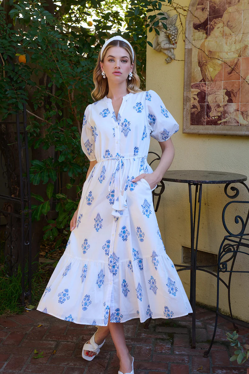 Yila Floral Beth Button Down Midi Dress | Sugarlips