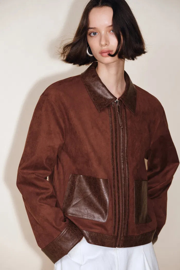 Laso Leather Trim Suede Jacket in Ultrasuede | Fabrique