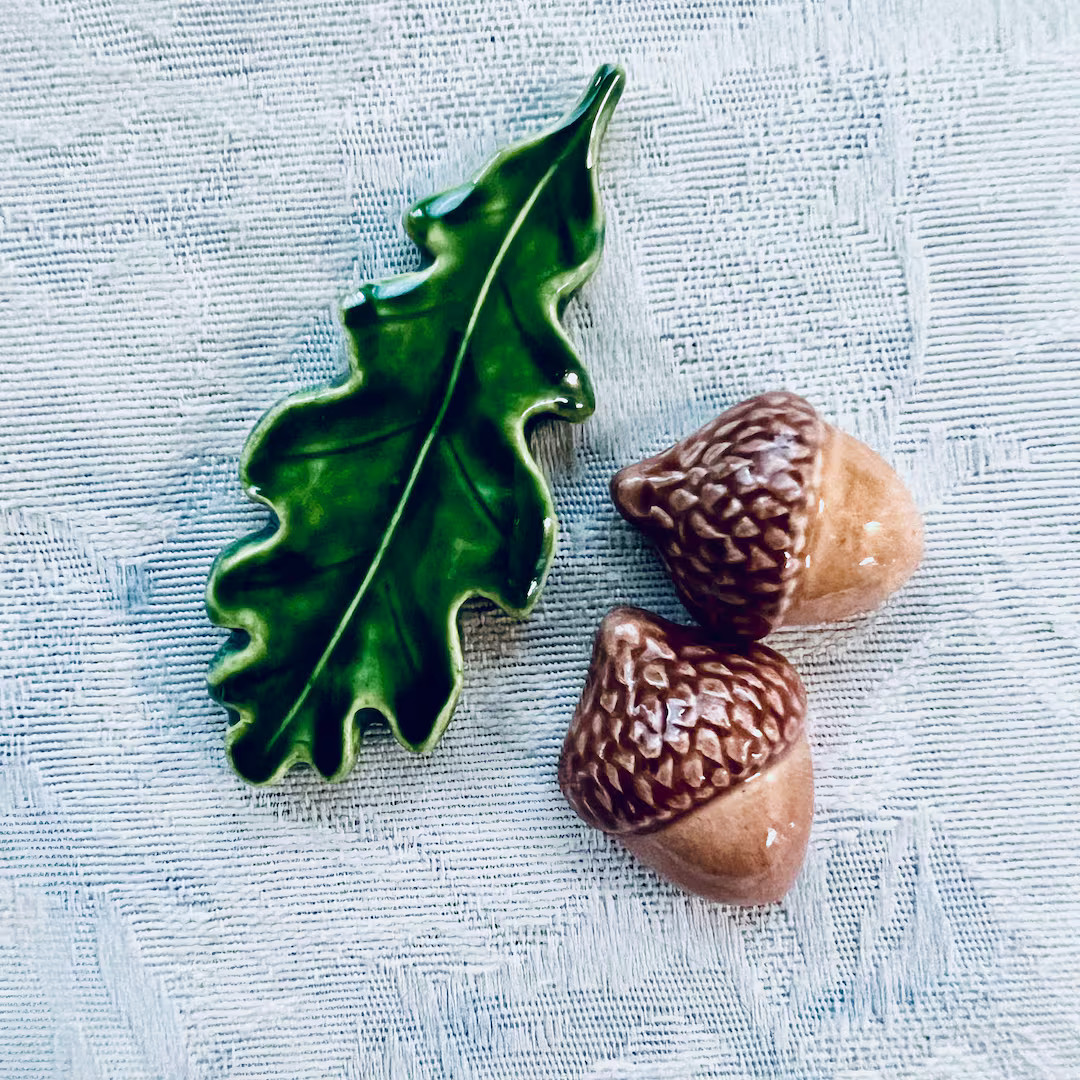 Ceramic Acorns & Oak Leaf Tiles for Mosaic Garden Art, Stepping Stone or Bird Bath, Hand Painted ... | Etsy (US)