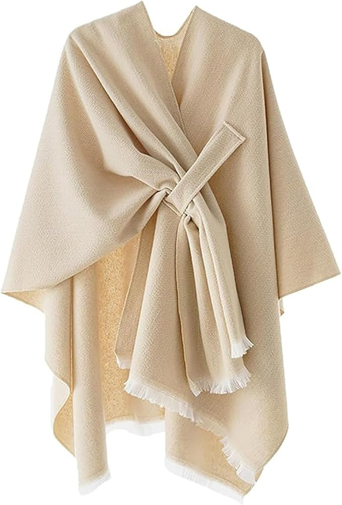 Women's Shawls,Women's Shawl Wrap Poncho,Open Front Scarf Blanket Wraps,Comfort Knit Cloak (Beige... | Amazon (CA)