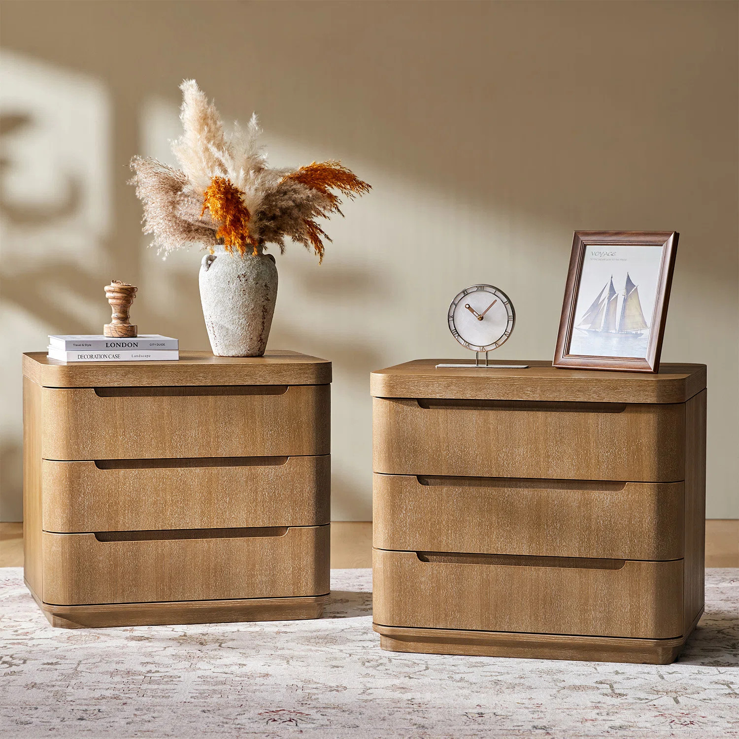 Hokku Designs Waynesville Modern 25''W 3-Drawer Nightstand with Hidden Storage Compartment and Ch... | Wayfair North America