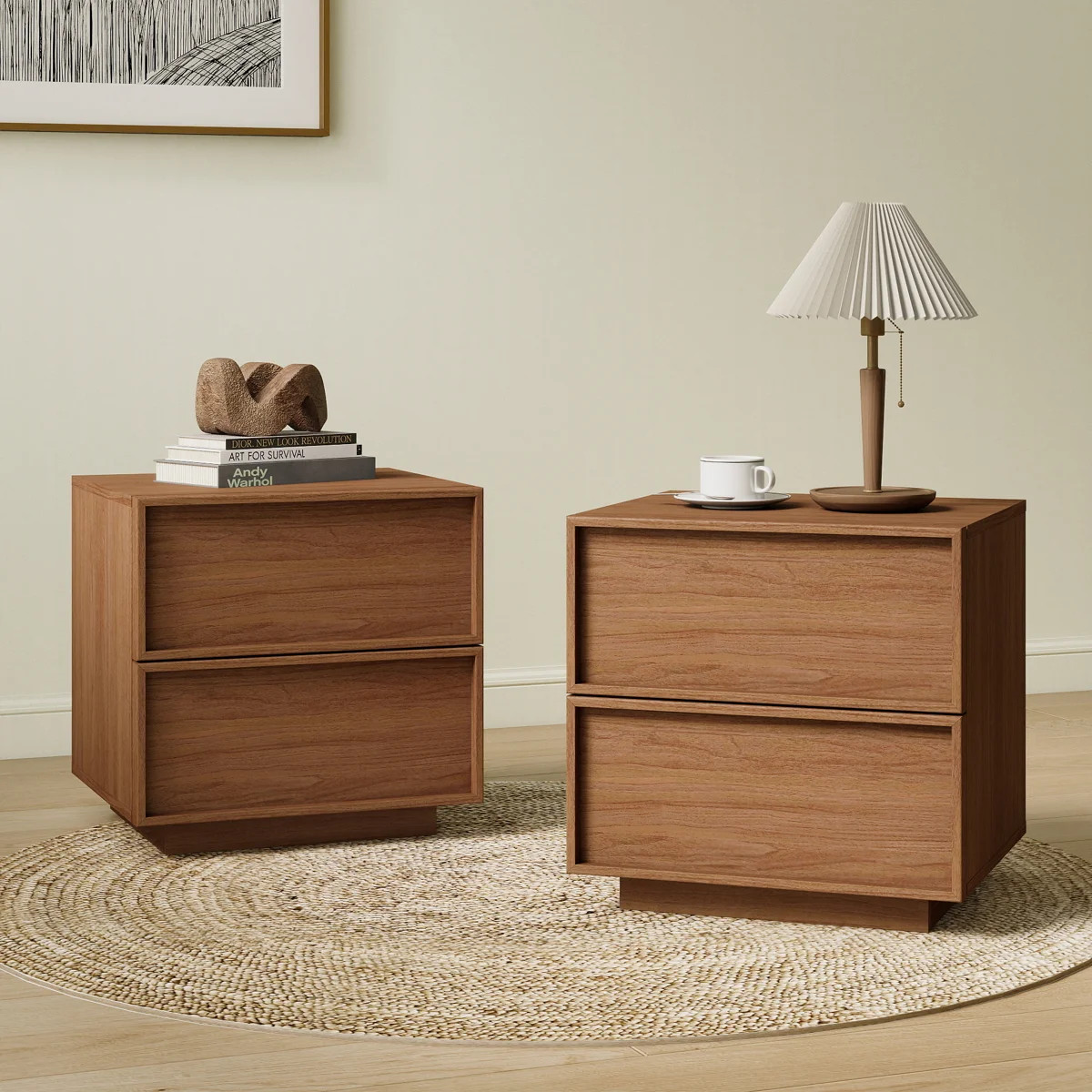 18.9"W Wooden Nightstand with 2 Drawers (Set of 2) | Wayfair North America