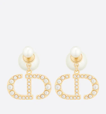 Dior Tribales Earrings Gold-Finish Metal and White Resin Pearls | DIOR | Dior Couture