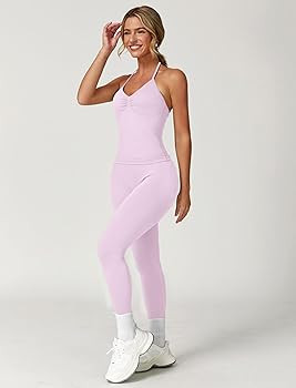 ABOCIW Workout Sets for Women Seamless Scunch Butt Lifting Impact Leggings Longline Strappy Top 2... | Amazon (US)