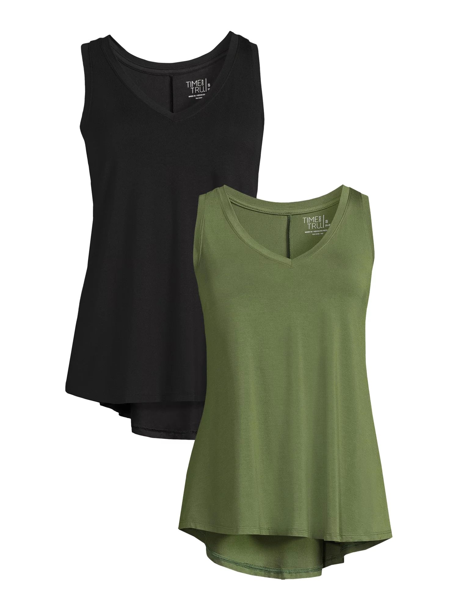 Time and Tru Women's High Low Tank Top, 2-Pack | Walmart (US)