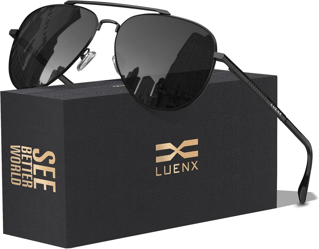 LUENX Aviator Sunglasses for Men Women Polarized Driving Classic Shades - UV 400 Protection with ... | Amazon (US)