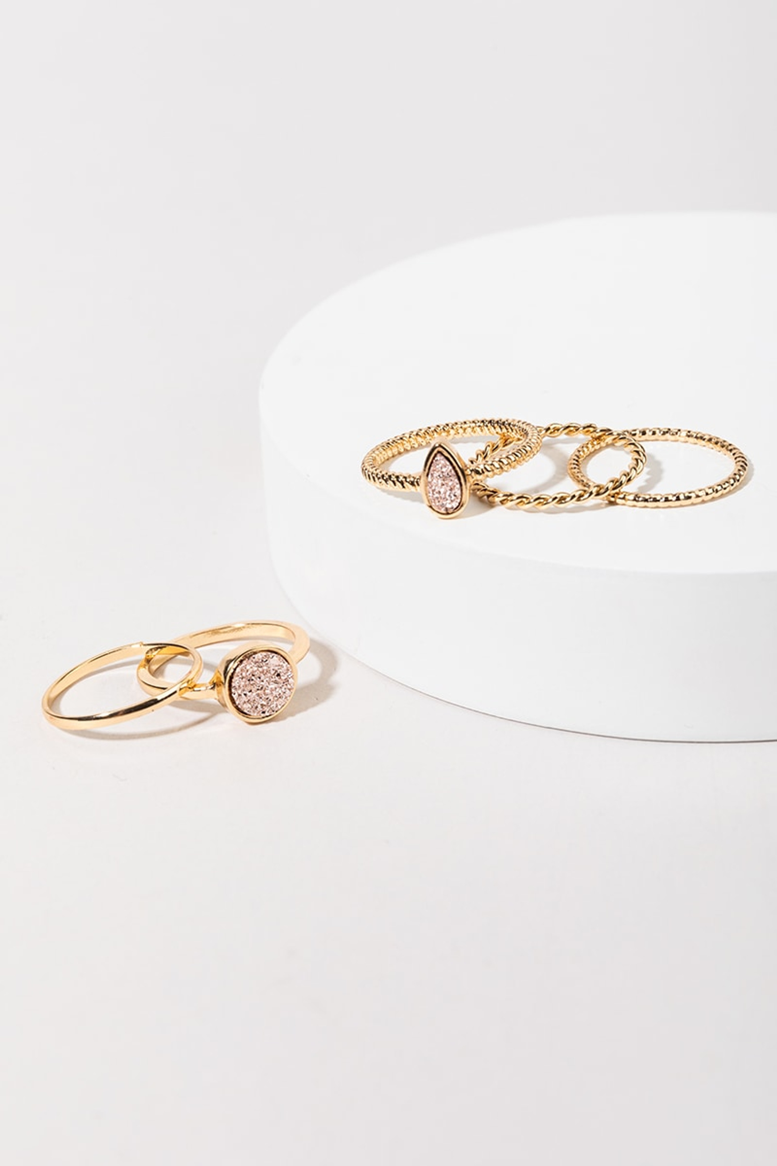 Gabriella Dainty Druzy Stone Ring Set | Francesca's