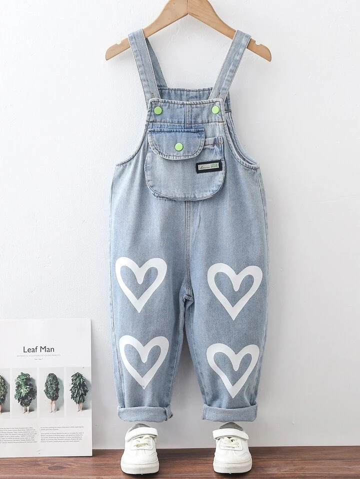 Recomendado Bolso Coração Formal Macacões de jeans para menina pequena | SHEIN