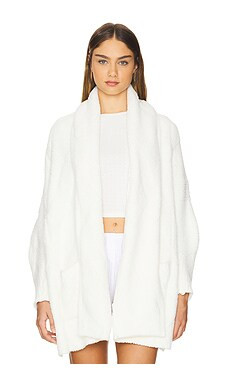 Barefoot Dreams CozyChic Cable Weave Blanket Wrap in Pearl from Revolve.com | Revolve Clothing (Global)