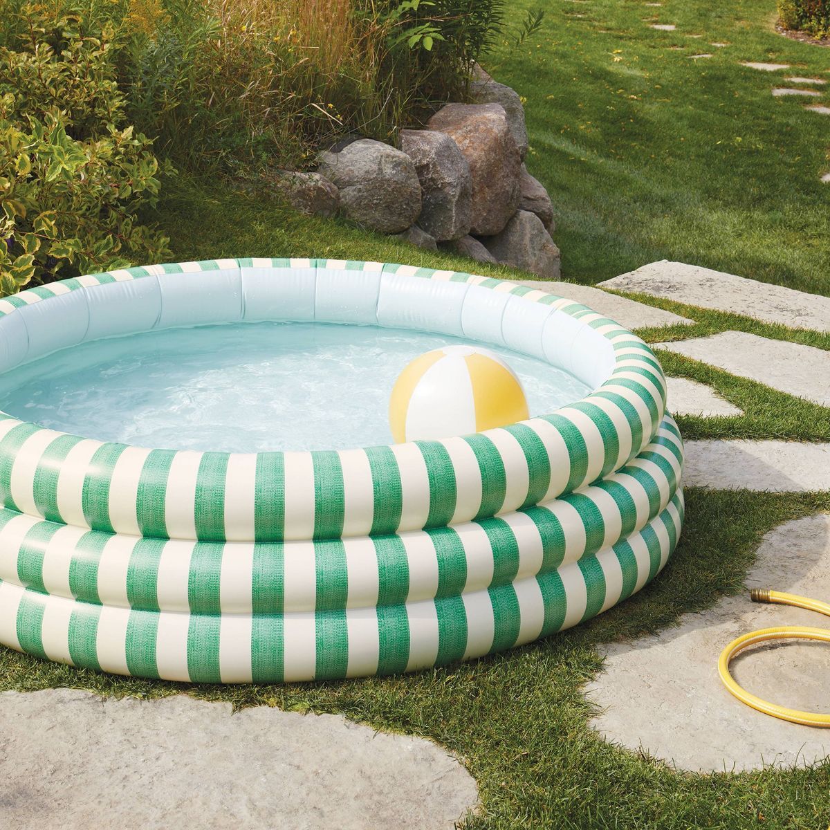66" Bold Stripe Inflatable Pool Cream/Light Blue/Green - Hearth & Hand™ with Magnolia | Target
