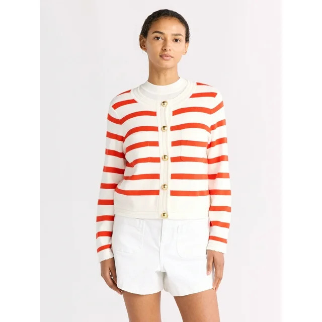 Free Assembly Women's Pocket Cardigan Sweater with Long Sleeves, Sizes XS-XXL | Walmart (US)