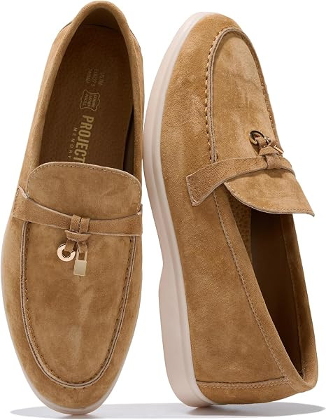 100% Genuine Leather Loafers for Women Slip-on Moccasins Womens Loafers | Amazon (US)