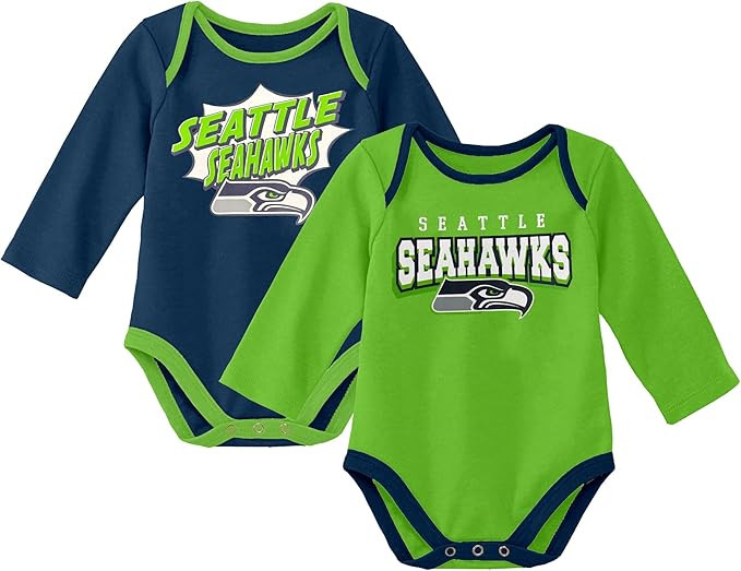 NFL Officially Licensed Newborn Infants 0-18m Sunday Star 2 Pack Snap Closure Cotton Creeper Body... | Amazon (US)
